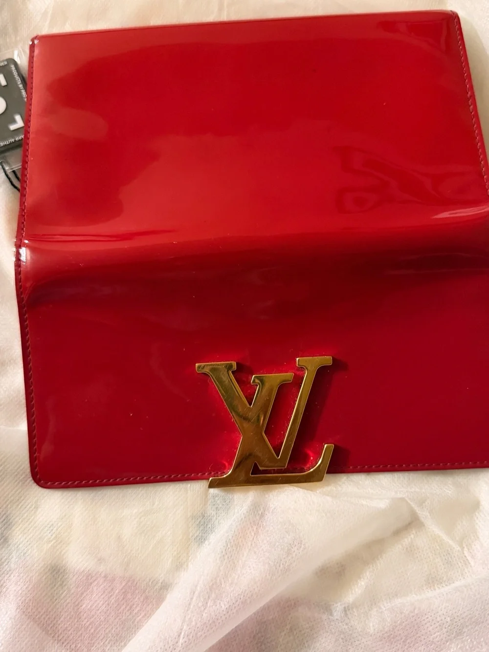 Authentic Louis Vuitton Red Vernis Long Wallet Gold LV Logo w/ Dust Bag & COA